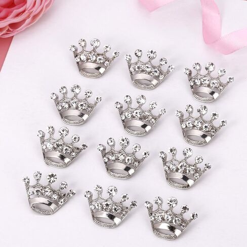 LUOEM 12 Pieces Crown Brooch Fashion Diamond Wedding Party Pageant Tiara Crown Corsage for Wedding Valentine's Day Supplies (Silver) in Kuwait
