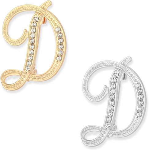 Alphabet Brooch Set, Zinc Alloy Initial Pin, Silver and Gold, 2-Piece, Contemporary Style, 1.96 Inches in Saudi Arabia