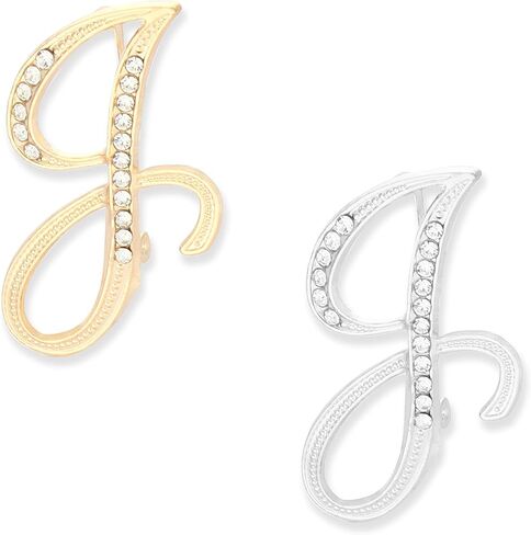 Alphabet Brooch Set, Zinc Alloy Initial Pin, Silver and Gold, 2-Piece, Contemporary Style, 1.96 Inches in Saudi Arabia