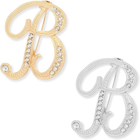 Alphabet Brooch Set, Zinc Alloy Initial Pin, Silver and Gold, 2-Piece, Contemporary Style, 1.96 Inches in Saudi Arabia