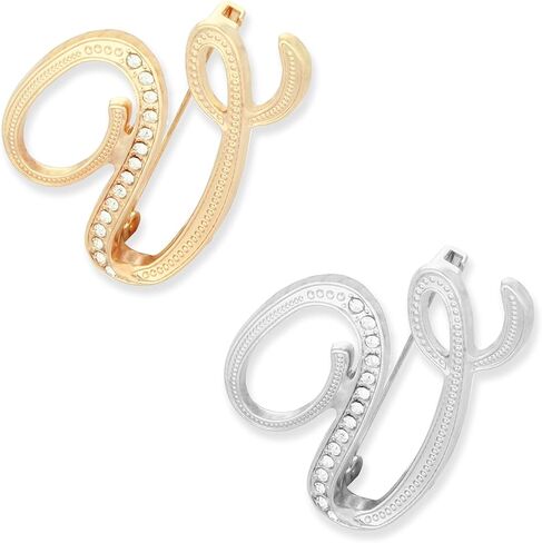 Alphabet Brooch Set, Zinc Alloy Initial Pin, Silver and Gold, 2-Piece, Contemporary Style, 1.96 Inches in Saudi Arabia