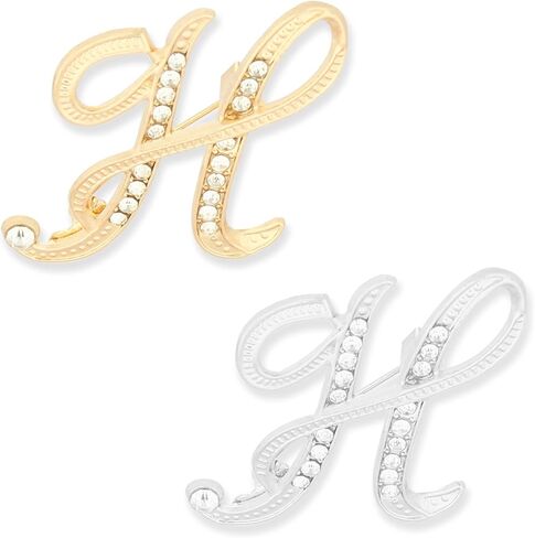 Alphabet Brooch Set, Zinc Alloy Initial Pin, Silver and Gold, 2-Piece, Contemporary Style, 1.96 Inches in Saudi Arabia