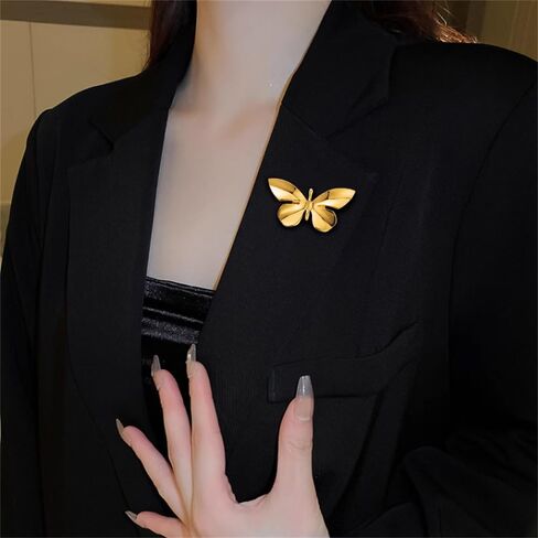 Elegant Gold Butterfly Brooch Pin for Women Stainless Steel Dainty Polished Insect Broach Brooches Lapel Pins Delicate Dress Accessories Birthday Wedding Anniversary Jewelry Gift in Saudi Arabia