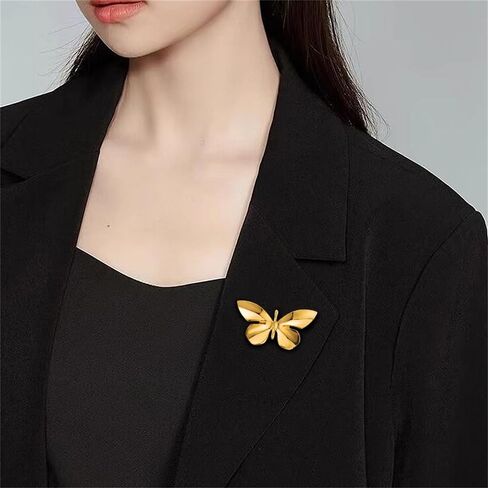 Elegant Gold Butterfly Brooch Pin for Women Stainless Steel Dainty Polished Insect Broach Brooches Lapel Pins Delicate Dress Accessories Birthday Wedding Anniversary Jewelry Gift in Saudi Arabia