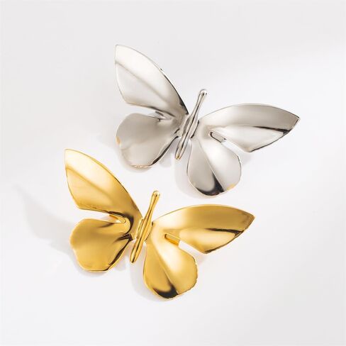 Elegant Gold Butterfly Brooch Pin for Women Stainless Steel Dainty Polished Insect Broach Brooches Lapel Pins Delicate Dress Accessories Birthday Wedding Anniversary Jewelry Gift in Saudi Arabia