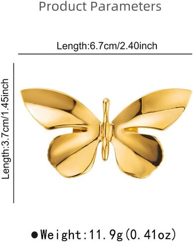 Elegant Gold Butterfly Brooch Pin for Women Stainless Steel Dainty Polished Insect Broach Brooches Lapel Pins Delicate Dress Accessories Birthday Wedding Anniversary Jewelry Gift in Saudi Arabia