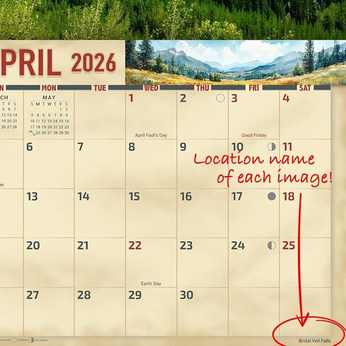 تقويم حائط كولورادو ذو المناظر الطبيعية الخلابة لعام 2026، مقاس كبير جدًا لمدة 16 شهرًا 14 × 22، الجبال المهيبة، بحيرات جبال الألب، من شركة KING-Monster Calendars in Kuwait