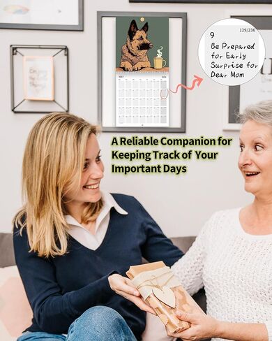 2026 Dog Calendar - Pleasant Doggo Monthly Wall Calendar 2026, Funny Gift for Dog Lovers, Coffee Puppies Art Hanging Calendar 12" x 24" Opened, Full Page Thick Paper, Jan.2026 - Dec.2026 with Holidays in Saudi Arabia