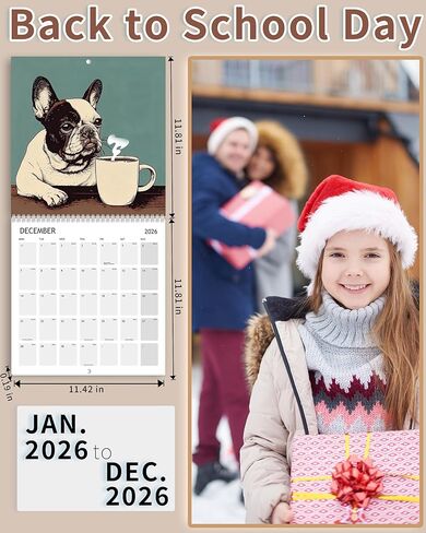 2026 Dog Calendar - Pleasant Doggo Monthly Wall Calendar 2026, Funny Gift for Dog Lovers, Coffee Puppies Art Hanging Calendar 12" x 24" Opened, Full Page Thick Paper, Jan.2026 - Dec.2026 with Holidays in Saudi Arabia
