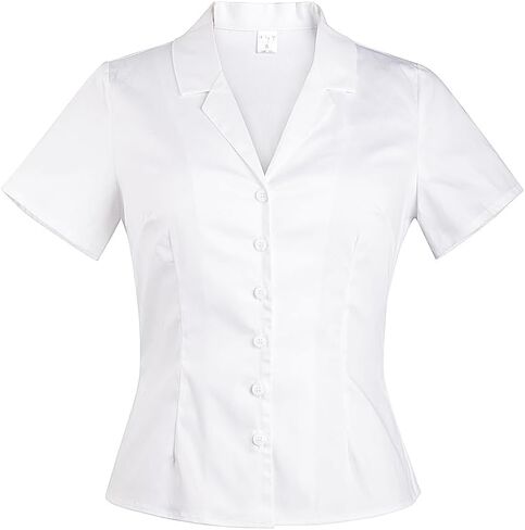 YARN & INK Women's Classic-Fit Casual Blouses Button Down Shirt 1950s Retro Elegant Work Office Tops in Kuwait