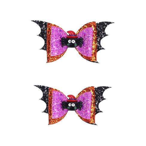 Halloween Bow Hair Clips Sparkly Ghost Hair Bows Alligator Clip for Kids Girls Glitter Bat Wing Sequin Hairpins Black and Purple Goth Hair Accessories for Halloween Parades Party Hair Decorations 2PCS in Kuwait
