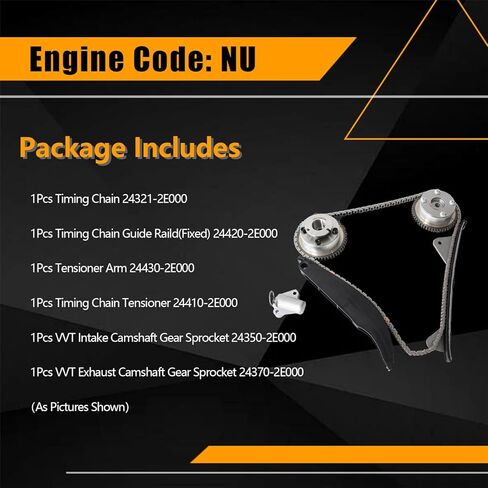 مجموعة سلسلة توقيت المحرك AUCERAMIC 24321-2E000 24420-2E000 مناسبة لـ 2011-2014 Hyundai Elantra 1.8L، 2013-2014 Elantra GT/Coupe، 2012-2013 Kia Soul 2.0L، رمز المحرك: NU in Saudi Arabia