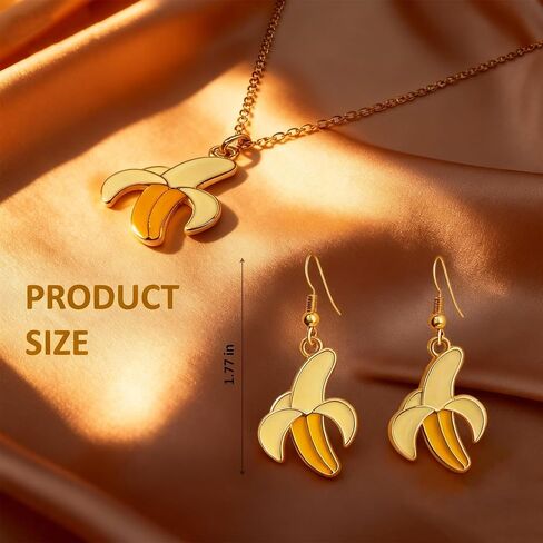 Banana Earrings and Necklace Set, Women’s Novelty Drop Earrings Cute Weird Fruit Jewelry for Party Wedding Gift Accessories in Kuwait