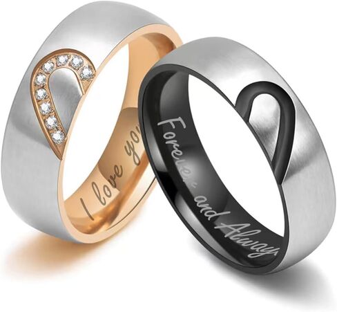 KunBead Puzzle Heart Matching Couple Necklace I Love You Forever and Always Ring Necklaces for Him and Her sets for 2 in Saudi Arabia