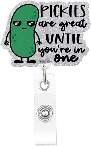 Funny Nurse Badge Reel, Pickle Badge Holder with Retractable Clip, Cute Gifts for Nursing Student RN LPN CNA MA Medical Worker Teacher Doctor in Kuwait