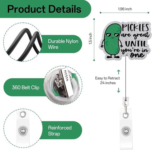Funny Nurse Badge Reel, Pickle Badge Holder with Retractable Clip, Cute Gifts for Nursing Student RN LPN CNA MA Medical Worker Teacher Doctor in Kuwait
