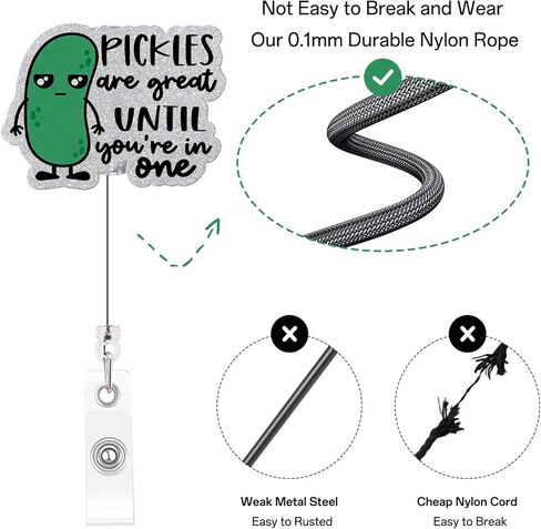 Funny Nurse Badge Reel, Pickle Badge Holder with Retractable Clip, Cute Gifts for Nursing Student RN LPN CNA MA Medical Worker Teacher Doctor in Kuwait