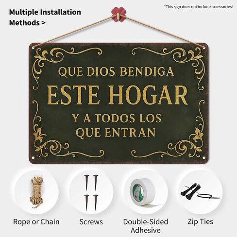 Que Dios Bendiga Este Hogar Spanish VintageAluminum Wall Sign -8x12in Decor for Home,Prayer Room, Bedroom in Kuwait