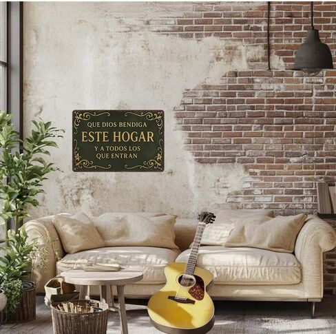Que Dios Bendiga Este Hogar Spanish VintageAluminum Wall Sign -8x12in Decor for Home,Prayer Room, Bedroom in Kuwait