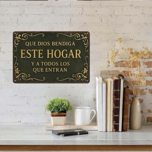 Que Dios Bendiga Este Hogar Spanish VintageAluminum Wall Sign -8x12in Decor for Home,Prayer Room, Bedroom in Kuwait