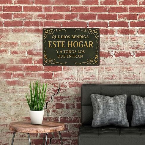 Que Dios Bendiga Este Hogar Spanish VintageAluminum Wall Sign -8x12in Decor for Home,Prayer Room, Bedroom in Kuwait