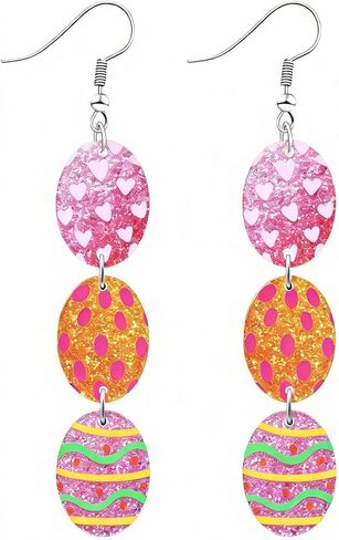 Nanafast Acrylic Easter Earrings for Women Glitter Bunny Egg Dangle Earrings Cute Spring Earring Happy Easter Outfit Accessories in Saudi Arabia