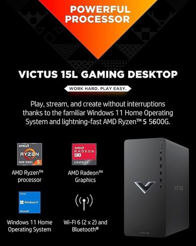 HP Victus 15L Gaming Desktop Computer, NVIDIA GeForce RTX 2060 Graphics, 12th Gen Intel Core Processor, 8 GB SDRAM, 512 GB SSD, Windows 11 Home OS, QuickDrop, Wi-Fi & Bluetooth (TG02-0020, 2022) in Saudi Arabia