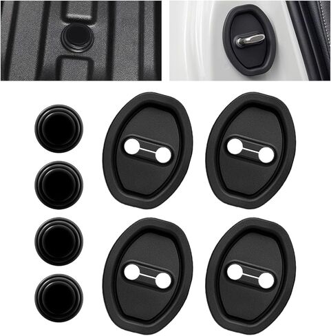 8PCS Silicone Car Door Latch Protective Cover with Door Shock Absorber, Upgraded Doors Strike Protector Silencer, Universal Self-Adhesive Doors Lock Guard Covers Sound Dampening Stopper Pad in Saudi Arabia