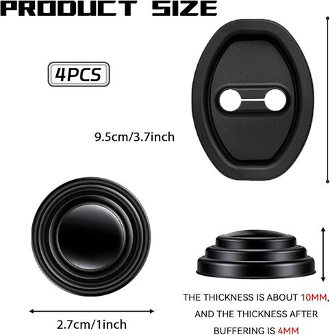 8PCS Silicone Car Door Latch Protective Cover with Door Shock Absorber, Upgraded Doors Strike Protector Silencer, Universal Self-Adhesive Doors Lock Guard Covers Sound Dampening Stopper Pad in Saudi Arabia