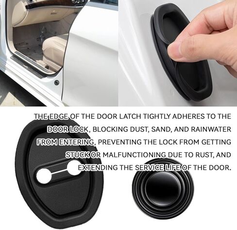 8PCS Silicone Car Door Latch Protective Cover with Door Shock Absorber, Upgraded Doors Strike Protector Silencer, Universal Self-Adhesive Doors Lock Guard Covers Sound Dampening Stopper Pad in Saudi Arabia