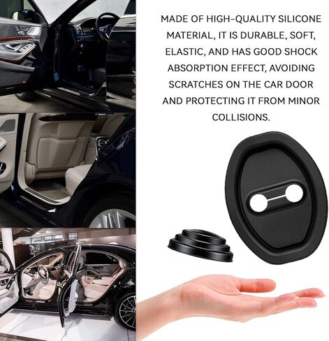 8PCS Silicone Car Door Latch Protective Cover with Door Shock Absorber, Upgraded Doors Strike Protector Silencer, Universal Self-Adhesive Doors Lock Guard Covers Sound Dampening Stopper Pad in Saudi Arabia