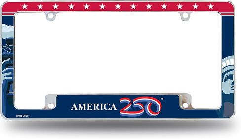 Rico Industries USA America's 250TH Birthday 12" x 6" Chrome All Over Automotive License Plate Frame for Car/Truck/SUV in Kuwait