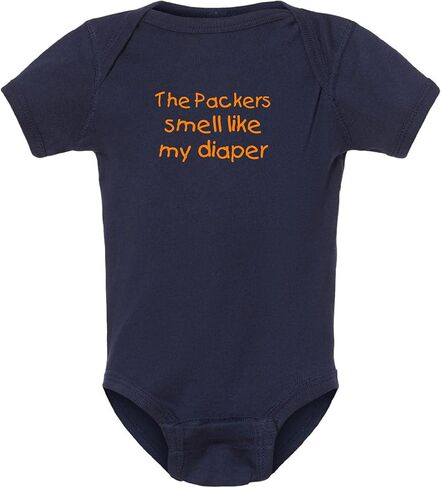 Curiositees The Packers Smell Like My Diaper Funny Baby Boy Bodysuit Outfit (Bears - Navy, Newborn) in Kuwait