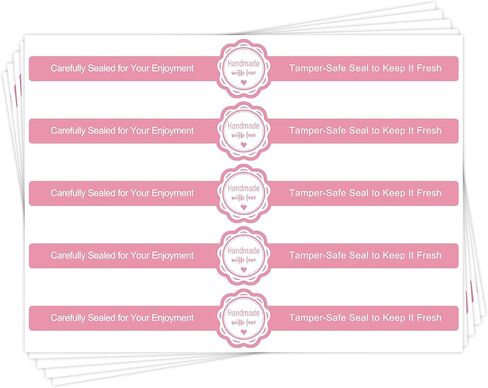 Tamper Proof Stickers 9x1.2 Inch, Bakery Stickers and Labels for Baked Goods, Handmade Crafts, Packaging, and Small Business Use, Tamper Evident Seal Sticker, 200 Pcs (Pink) in Kuwait