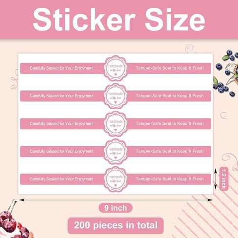 Tamper Proof Stickers 9x1.2 Inch, Bakery Stickers and Labels for Baked Goods, Handmade Crafts, Packaging, and Small Business Use, Tamper Evident Seal Sticker, 200 Pcs (Pink) in Kuwait