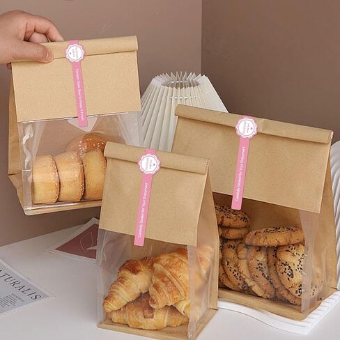 Tamper Proof Stickers 9x1.2 Inch, Bakery Stickers and Labels for Baked Goods, Handmade Crafts, Packaging, and Small Business Use, Tamper Evident Seal Sticker, 200 Pcs (Pink) in Kuwait