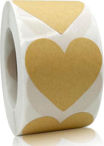 500 PCS Kraft Heart Stickers Valentines Day Stickers - 1.5'' Love Heart Shape Decorative Labels, Self-Adhesive All-Purpose Gift Labels Sticker for Craft Envelopes Boxes Wedding Anniversaries in Kuwait