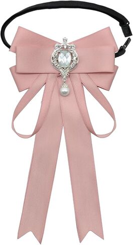 Rhinestone Bow Tie for Women, Pre Tied Women Bow Ties with Pearl Decoration Shiny Women's Tie for Banquet Party Prom in Kuwait