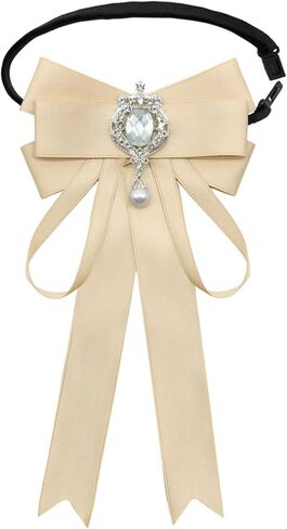 Rhinestone Bow Tie for Women, Pre Tied Women Bow Ties with Pearl Decoration Shiny Women's Tie for Banquet Party Prom in Saudi Arabia