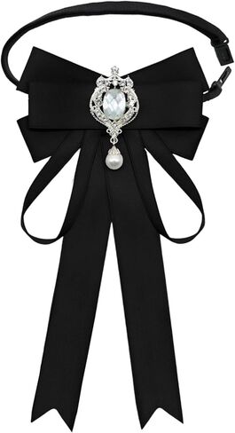 Rhinestone Bow Tie for Women, Pre Tied Women Bow Ties with Pearl Decoration Shiny Women's Tie for Banquet Party Prom in Saudi Arabia