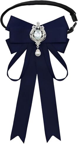 Rhinestone Bow Tie for Women, Pre Tied Women Bow Ties with Pearl Decoration Shiny Women's Tie for Banquet Party Prom in Saudi Arabia