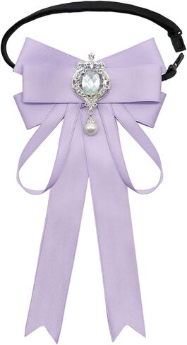 Rhinestone Bow Tie for Women, Pre Tied Women Bow Ties with Pearl Decoration Shiny Women's Tie for Banquet Party Prom in Saudi Arabia