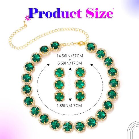 Sixexey Rhinestone Crystal Jewelry Set Gold and Green Jewelry Bridal Wedding Prom Jewelry Accessories for Women in Kuwait