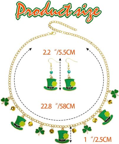 مجموعة قلائد على شكل قلادة عيد القديس باتريك مجوهرات الأيرلندية لمهرجان شامروك أقراط الضوء الأخضر للنساء in Kuwait