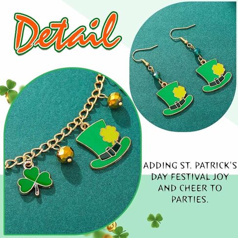 مجموعة قلائد على شكل قلادة عيد القديس باتريك مجوهرات الأيرلندية لمهرجان شامروك أقراط الضوء الأخضر للنساء in Kuwait