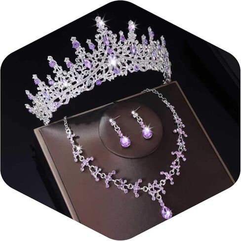 Kamirola Tiaras and Crowns for Women,Tiaras Earrings Necklace, Crystal Bridal Jewelry Set, Costume Party Halloween Prom Pageant Jewelry for Women（TR88） in Kuwait