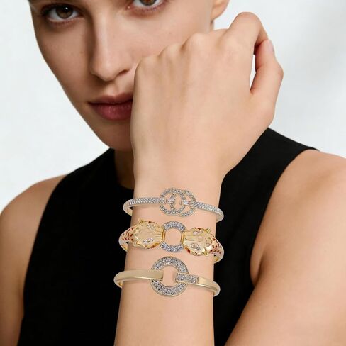 6PCS Gold Bangle Bracelet Set for Women, Light Luxury High-End Designer Style, Zinc Alloy with Cubic Zirconia, Stackable, Ideal Gift for Birthday Christmas Valentine's Day Mother's Day in Saudi Arabia