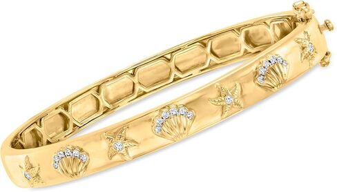 Ross-Simons 0.20 ct. t.w. Diamond Sea Life Bangle Bracelet in 18kt Gold Over Sterling in Saudi Arabia