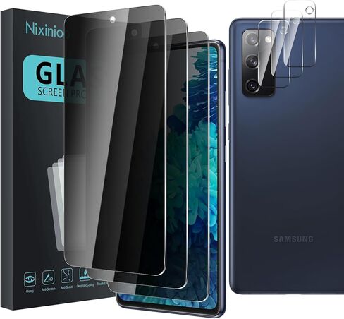 [2+2] عبوتان من واقي شاشة الخصوصية لهاتف Samsung Galaxy S20 fe، مع عبوتين من واقي عدسة الكاميرا 2.5D Edge 9H، طبقة حماية للشاشة من الزجاج المقوى، [مضاد للخدش] [خالي من الفقاعات] سهل التركيب متوافق مع هاتف Samsung Galaxy S20 fe in Saudi Arabia