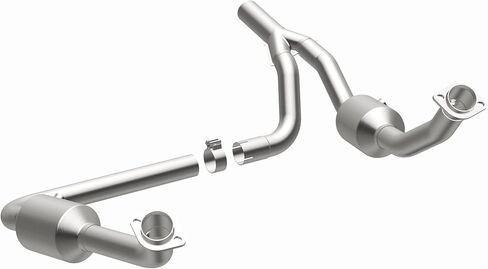محول حفاز MagnaFlow Direct-Fit متوافق مع OEM من الدرجة الفيدرالية/EPA 21-458 - أنابيب رئيسية من الفولاذ المقاوم للصدأ 2.25 بوصة، الطول الإجمالي 45.25 بوصة، محول مسبق ومستشعر O2 في المنتصف - استبدال OEM in Saudi Arabia